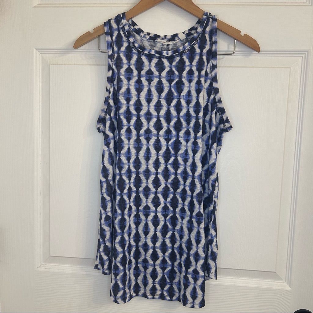 Athleta Navy And White Tie-Dye Tank